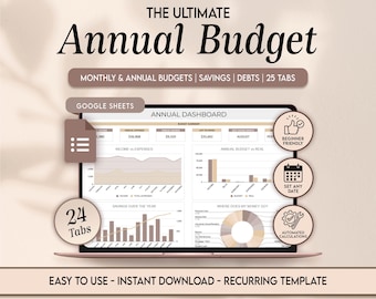 Hoja de cálculo de presupuesto anual definitivo, presupuesto personal mensual, hojas de cálculo de Google, plantilla de presupuesto de cheque de pago, planificador financiero digital