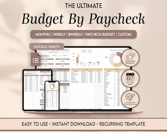Presupuesto por cheque de pago Hoja de cálculo de Google Hoja de cálculo Cheque de pago mensual Planificador de presupuesto Rastreador de presupuesto financiero Plantilla digital para principiantes