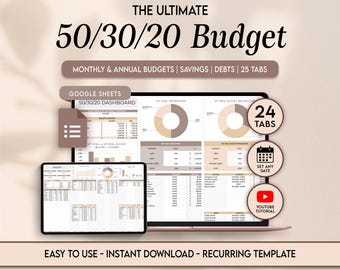 Planificador de presupuesto 50/30/20 Hojas de cálculo de Google Seguimiento de nómina mensual y semanal Plantilla de presupuesto 70/20/10 Descarga digital
