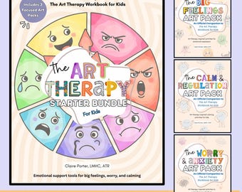 Art Therapy Starter Bundle for Kids | Emotional Regulation and Anxiety Support | Counseling & SEL Activities
