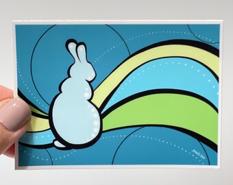 Bunny Sticker, Regalo para el dueño del conejito, Pegatina abstracta para conejos, Regalo para niños, Regalo para amantes de los conejos, Pegatina para niños, Calcomanía para conejos, Calcomanía para conejos