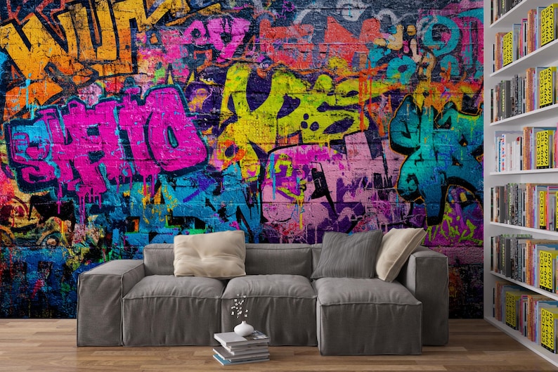 Colorful Graffiti Wall Mural, Urban Street Art Peel and Stick Wallpaper ...