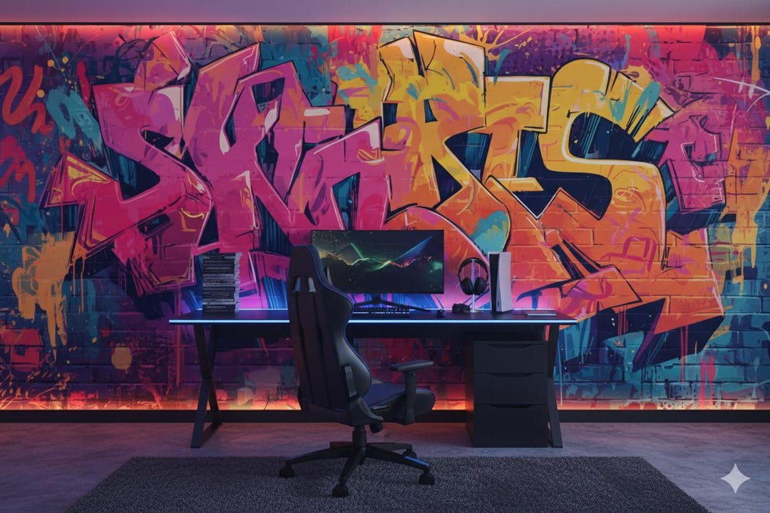 Colorful Graffiti Wall Mural, Street Art Peel and Stick Wallpaper ...