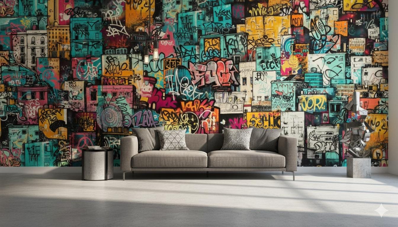 Urban Graffiti Street Art Wallpaper, Peel and Stick Wall Decor ...