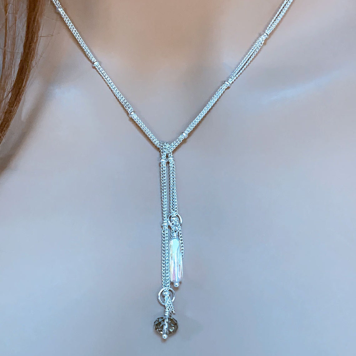 Chain Lariat Necklace No Clasp Chain Necklace Open Loop Etsy