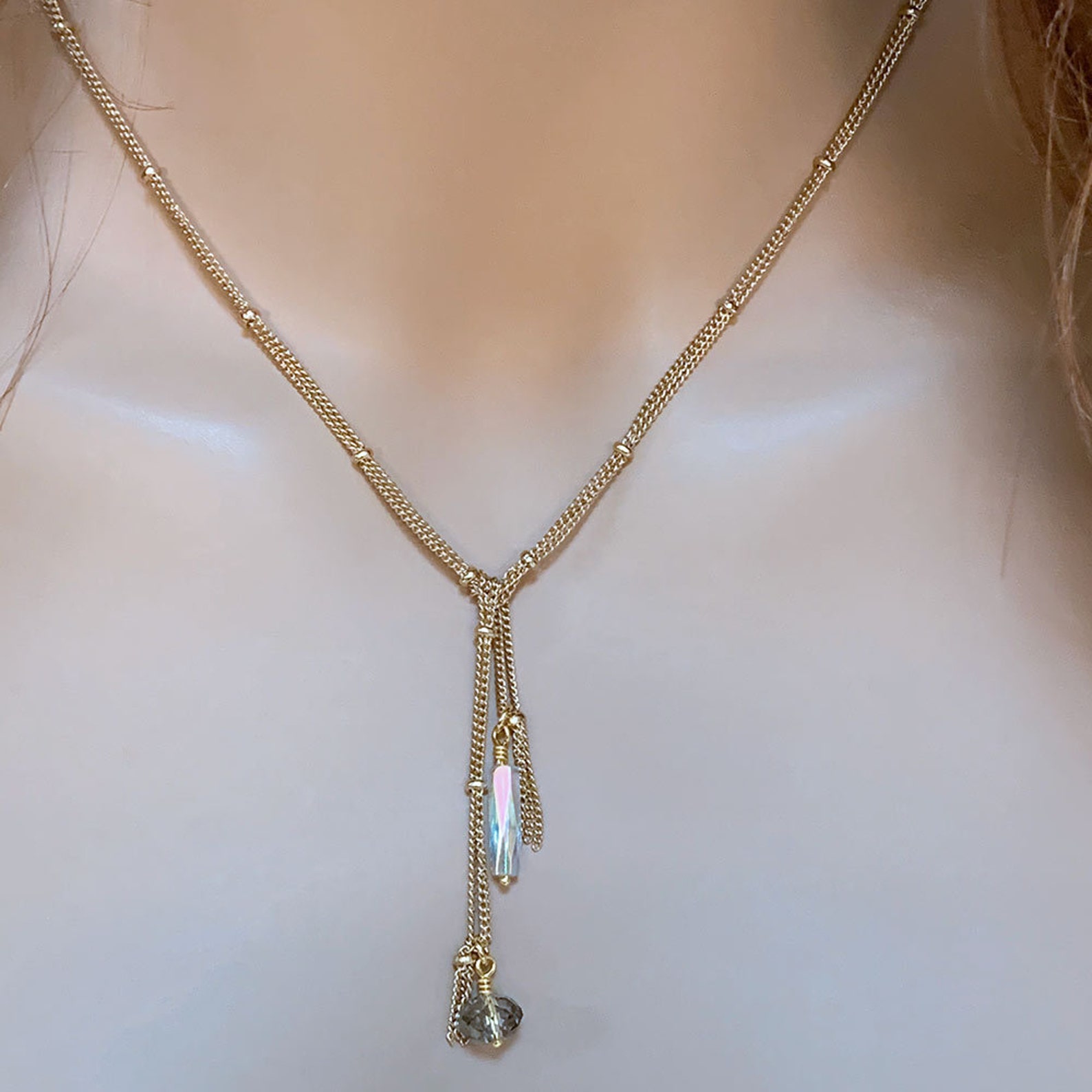 Chain Lariat Necklace No Clasp Chain Necklace Open Loop Etsy