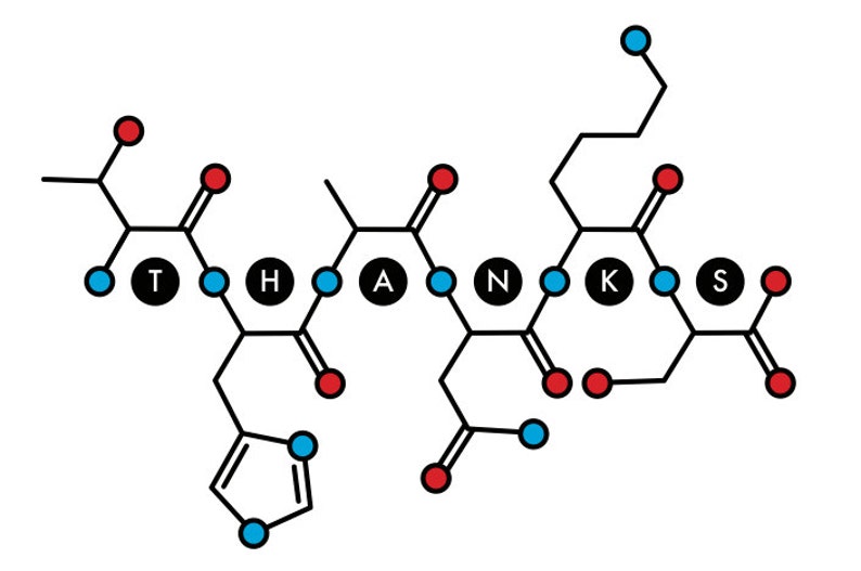 Science thank you cards Biology THANKS card 6-pack Amino acid molecular structure spells out your gratitude image 3