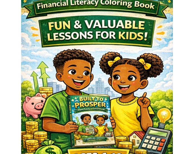 Featured listing image: Built to Prosper: Financial Literacy Coloring & Activity Book (ages 6-10)