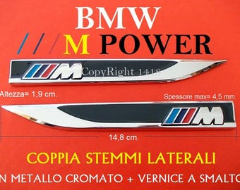 BMW M POWER KIT stemmi laterali 2 pezzi in metallo M2 M3 M4 M5 M6 badge emblema logo emblem armoiries wappen nuovi new