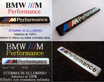 BMW M PERFORMANCE Stemma Badge Emblem Blason Wappen in ALLUMINIO adesivo Argento Silver o Nero Black colori a Smalto nuovo new