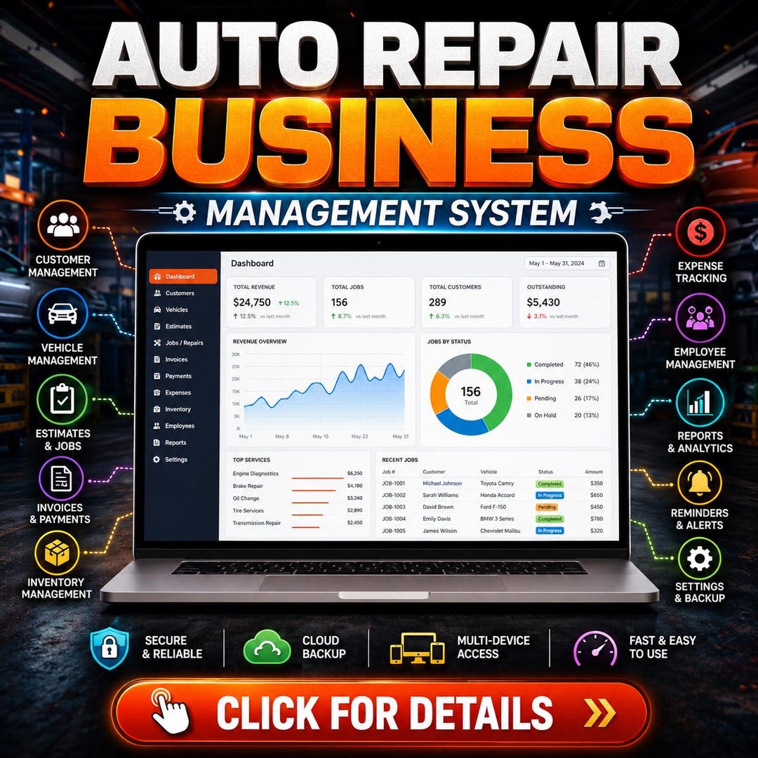 Repair Order Management System Software Auto Repair Shop Management System: Work Orders, Invoicing, Inventory ...