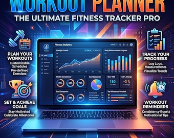 Pianificatore di allenamenti digitale / App per il monitoraggio dell'attività fisica e dashboard per il registro di allenamento in palestra / Analisi dei parametri corporei / Modello digitale per la salute, diario degli esercizi