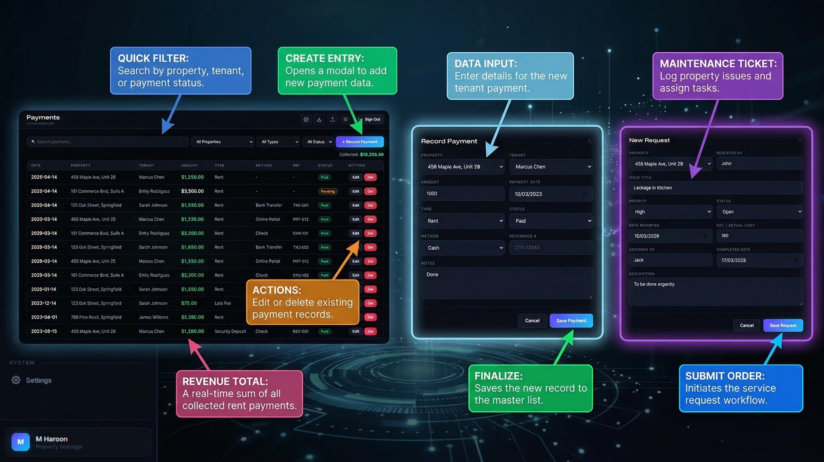 Property Tracker Python Tkinter Rental Property Tracker Dashboard, Landlord Management Software, Real ...