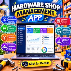 Hardware Shop Business Management & Accounting Software App, Inventory Control, POS System Invoicing, Payroll, Supplier Billing Stock Ledger
