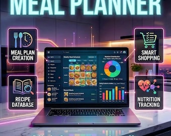 Personal Meal Planner, Food & Recipe Calories, Automated Weekly Nutrition Tracker, Digital Offline Healthy Diet Menu Organizer, Grocery List