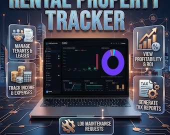 Rental Property Tracker Dashboard, Landlord Management Software, Real Estate Portfolio, Income & Expense Tracker, Tenants Record Organizer