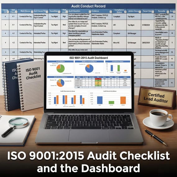 ISO 9001:2015 Internal Audit Checklist | Quality Management System (QMS) Dashboard