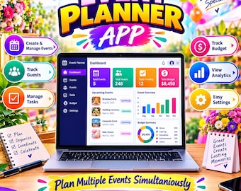 Event Planner App: Wedding, Party, Concert, Conference Organizer Software Tool with RSVP Guest List, Seating Chart, Budget Tracker Dashboard