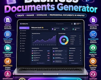 All-in-One Customized Document Generator for Small Business: Invoice, Quote, Contract, HR, Legal, Clients, Vendors, Employees, 68+ Templates