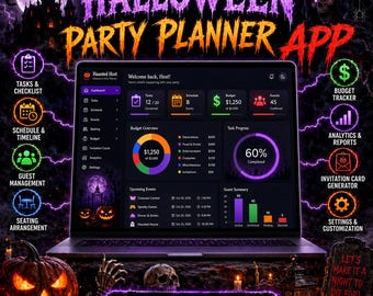 Haunted Host Halloween Party Planner App, Event Organizer, Invitation Designer, Guest List Tracker, Budget Manager, Seating Plan & Checklist