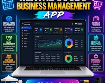 All-in-One Rental Goods Small Business Management App, Lending Tracker for Construction Equipment, Tools Inventory, Cameras, Party Supplies