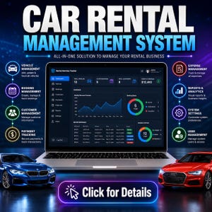 All-in-One Car Rental Management System, Fleet & Vehicle Rental Tracker Software, Rent a Car Business Planner, Fleet Management Dashboard