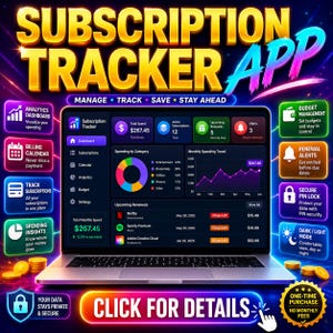 App för prenumerationsspårning, fakturaorganisatör, utgiftshanterare, månatlig betalningsspårare, budgetplanerare, prenumerationshanterare, finansöversikt