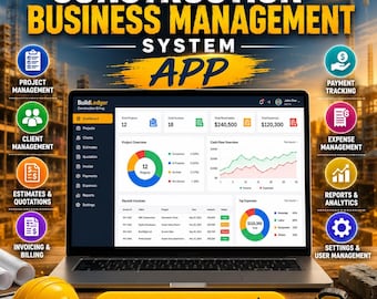 Construction Business Accounting & Management System, Contractor Finance Tracker, Job Costing Tool, Project Budget Planner Expense Dashboard
