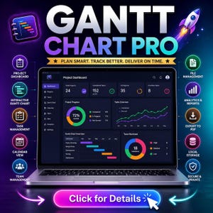 Gantt Chart App, Project Planner, Task Timeline Tracker, Project Management Tool, Workflow Scheduler, Team Planning Dashboard, Offline App