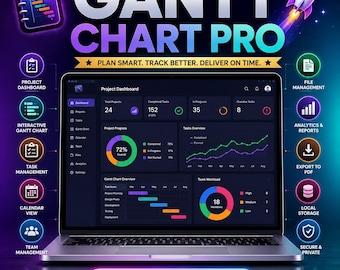 Gantt Chart App, Project Planner, Task Timeline Tracker, Project Management Tool, Workflow Scheduler, Team Planning Dashboard, Offline App