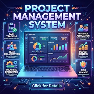 All-in-One Project Management System, Task Tracker Software, Small Business Digital Tool, Team Collaboration Budget & Risk Planner Dashboard