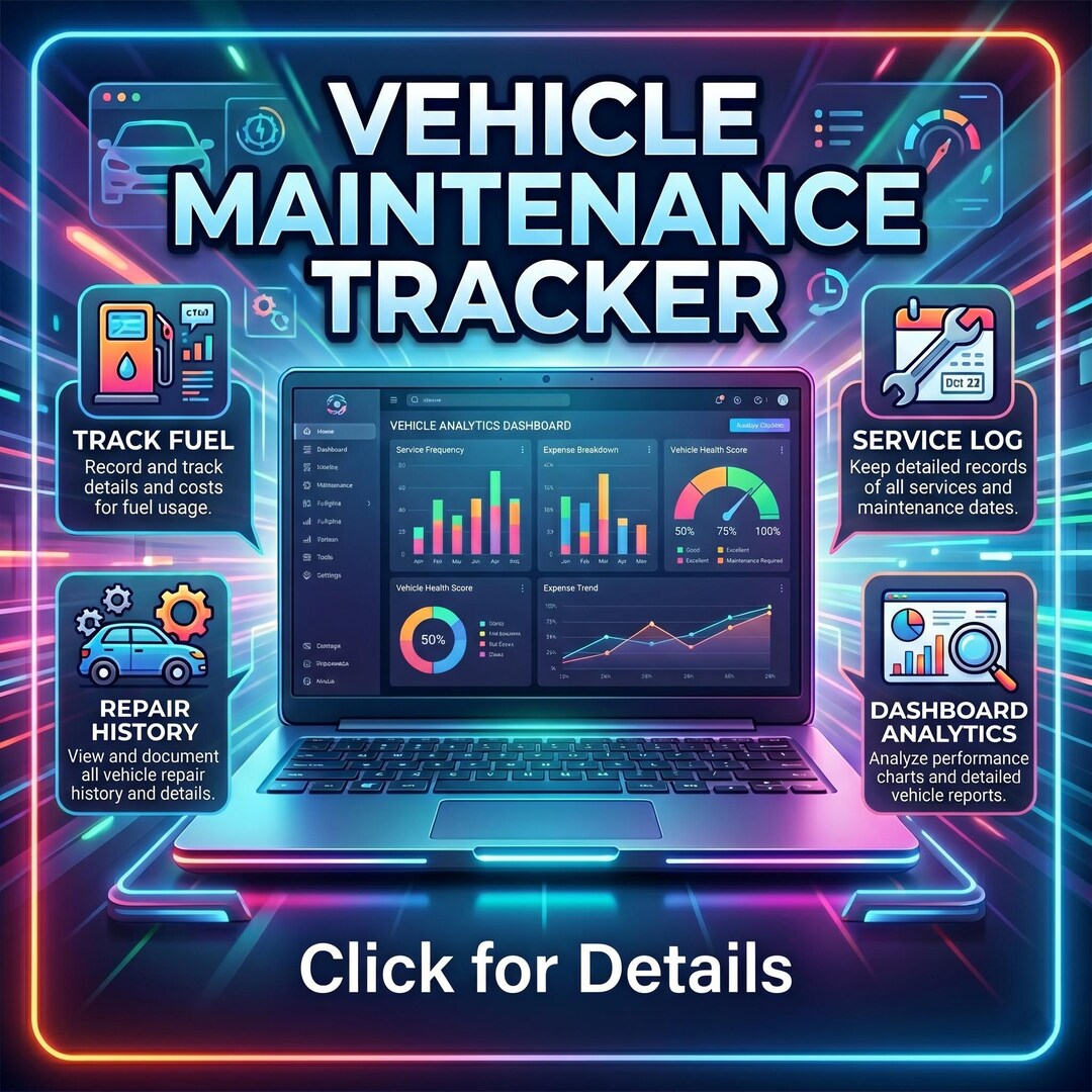 Vehicle Maintenance Tracker, All-in-one Car Service Planner Tool ...