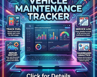 Vehicle Maintenance Tracker, All-in-One Car Service Planner Tool, Schedule Oil Change Reminders & Fuel Tracker. Bike Truck Auto Repair Cost