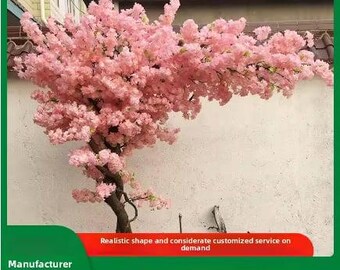 Artificial cherry blossom tree double layer blooming cherry large plant floor decoration, home decoration tree