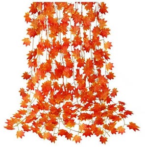 Guirlande de feuilles d'érable artificielles 220 cm, feuille d'automne, plantes de vigne suspendues, faux feuillage d'érable, décoration de Thanksgiving
