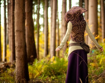 Aurealia Forestelis Cashmere Woollen Ensemble / Bohemian / Elven / Corset Vest / Long skirt / Cotton Top