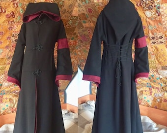 Medieval Gothic Queen Woolen Coat with big elven hood