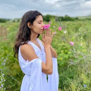 Robe rituelle de déesse prêtresse elfique / Robe rituelle / Viscose biologique / Bohème / Vêtements d&#39;été