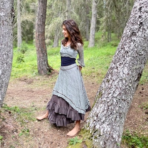 La Terra Foresterica Elven Ritual Ensemble – Earthy Forest Flow Set – Boho Ceremonial Clothing – Goddess Dance Outfit