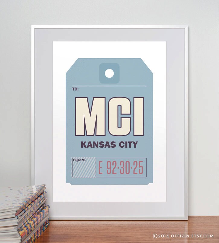 Kansas City Missouri MCI. Luggage Tag Poster. Baggage Tag Etsy