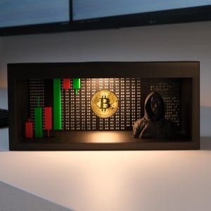 Genesis Block Bitcoin Display – LED Lit Crypto Collector Piece | Satoshi Nakamoto Tribute | BTC Desk Art Gift for Investors