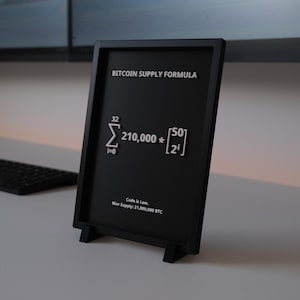 Bitcoin Supply Formula Wall Art – Crypto Desk Decor – Minimalist BTC Blueprint Frame – Gift for Him/Trader/Investor - Modern home office