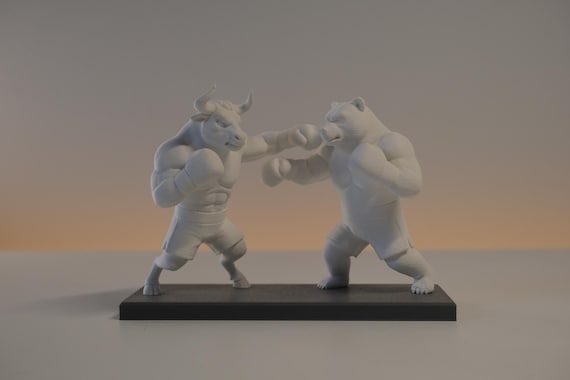 Bull vs Bear Boxing Statue Set