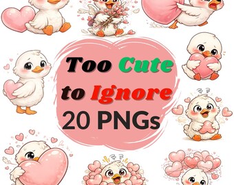 Silly Goose Clipart PNG | Valentine Silly Goose | Cute Goose Valentine Bundle | Coquette Goose PNG | Valentine Goose Bow | Instant Download