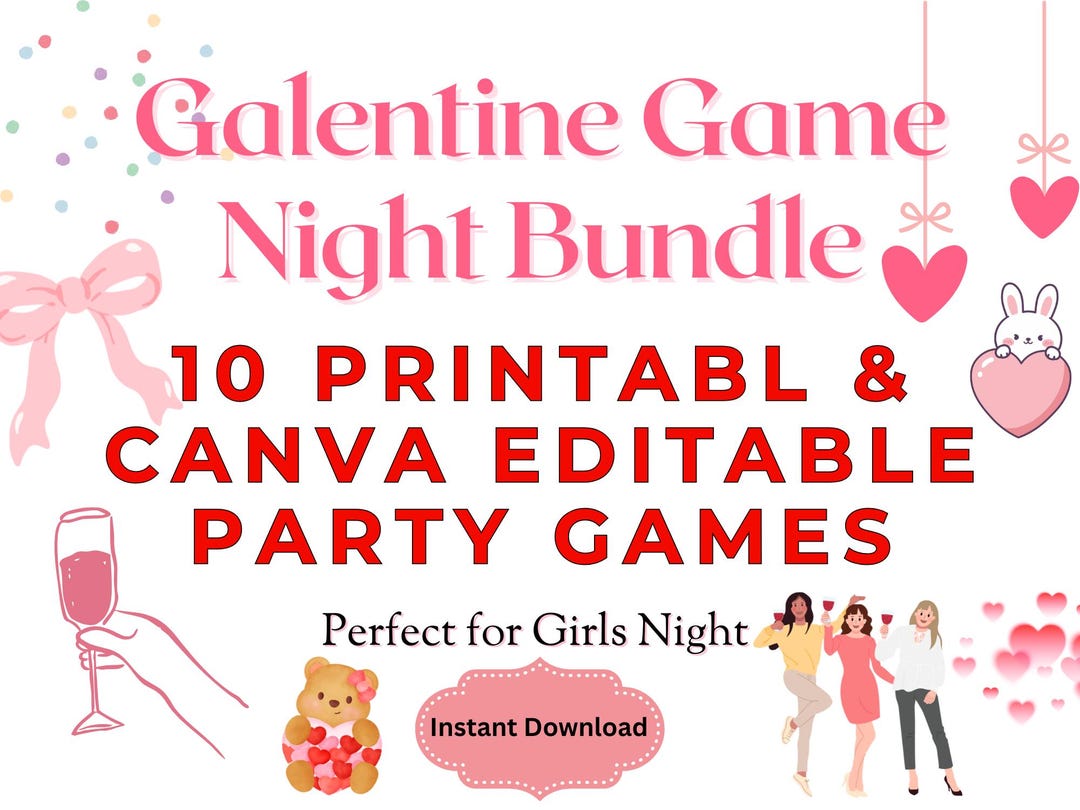 Galentine Party Games Printable | Galentines Day Games Bundle | Girls ...