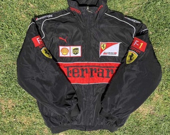 Bordado Ferrari F1 Chaqueta Racing Chaqueta Fórmula 1 Vintage vintage unisex Y2K 90s StreetwearRacing regalo de Navidad Ropa de hombre