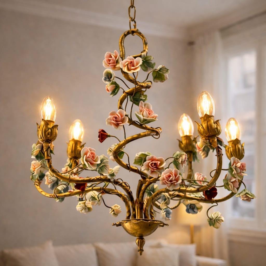 Antique french chandelier porcelain flowers - Etsy 日本