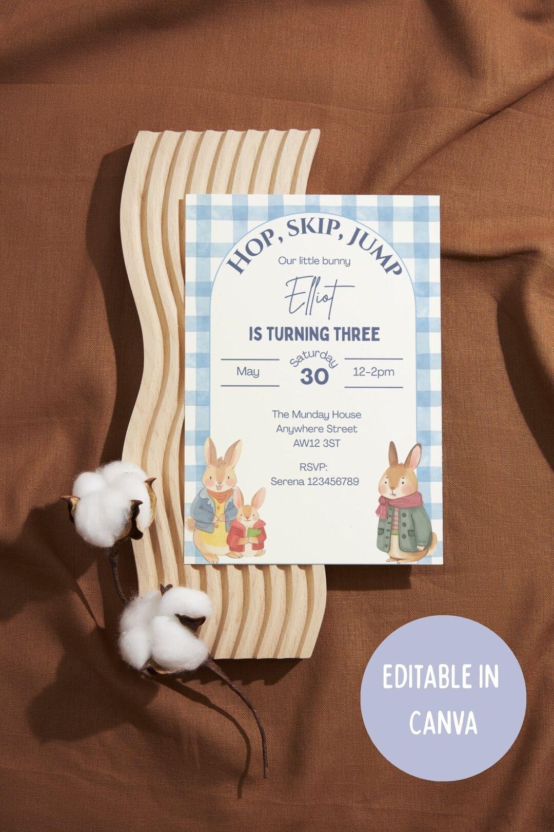 Fully Editable Birthday Invitation Template - Rabbits - Etsy