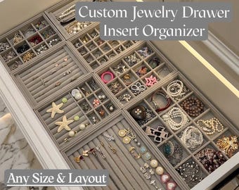 Organisateur de tiroir à bijoux sur mesure | Plateau en velours personnalisé