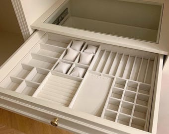 Custom Velvet Jewelry Tray Drawer Insert | Ring, Bracelet and Watch Organizer